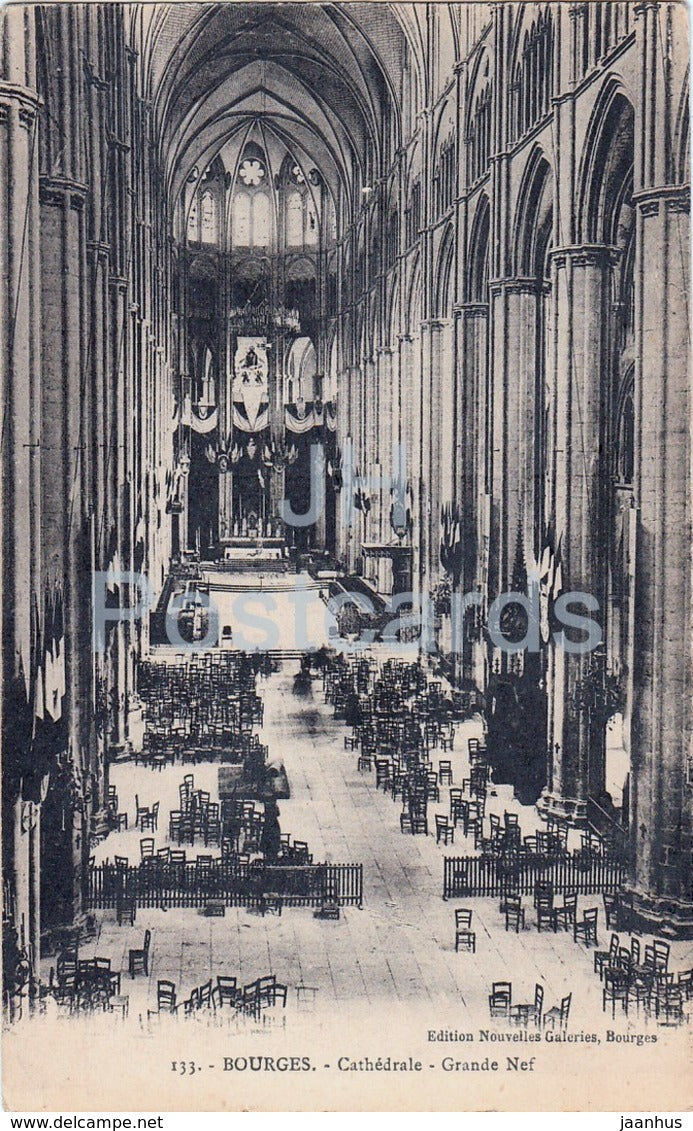 Bourges - Cathedrale - Grande Nef - cathedral - 133 - old postcard - France - used - JH Postcards