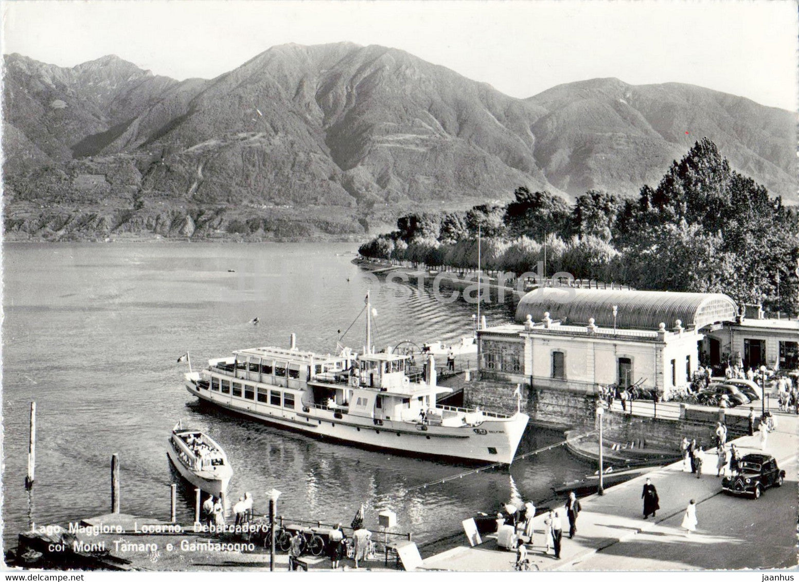 Lago Maggiore - Locarno - Debarcadero coi Monti Tamaro e Gambarogno - ship - 1960 - Switzerland - used - JH Postcards