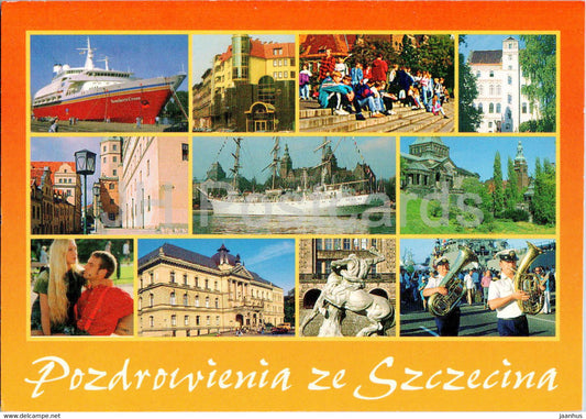 Szczecin - Pozdrowienia ze Szczecina - Pan Dragon - ship - multiview - Poland - unused - JH Postcards