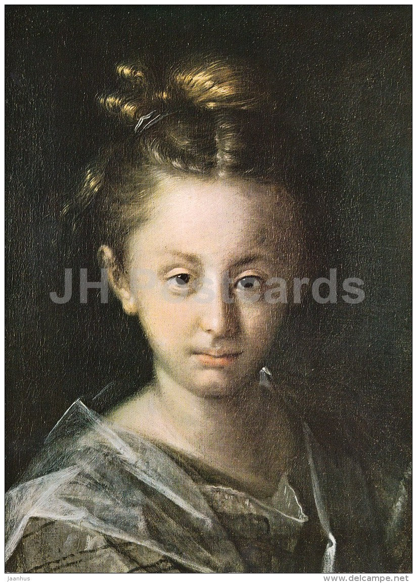 painting by Hans von Aachen - Head of a Girl ,1605 - Italian art - large format card - Czech - unused - JH Postcards