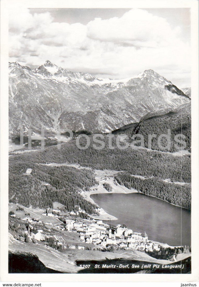 St Moritz Dorf - See - mit Piz Languard - 5207 - 1948 - old postcard - Switzerland - used - JH Postcards