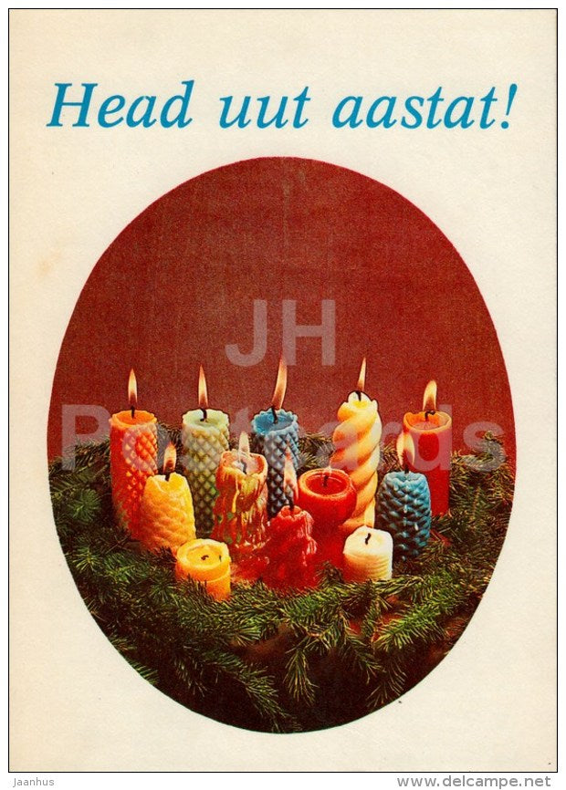 New Year Greeting card - 1 - Candles - 1979 - Estonia USSR - used - JH Postcards