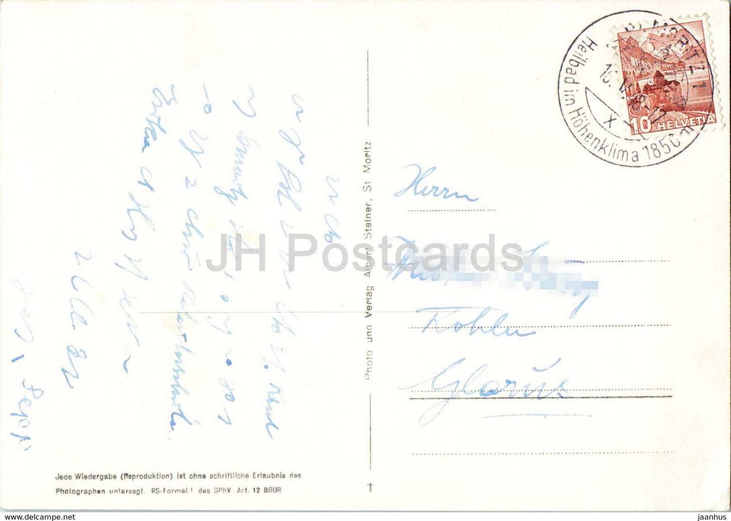 St. Moritz Dorf - See - mit Piz Languard - 5207 - 1948 - alte Postkarte - Schweiz - gebraucht