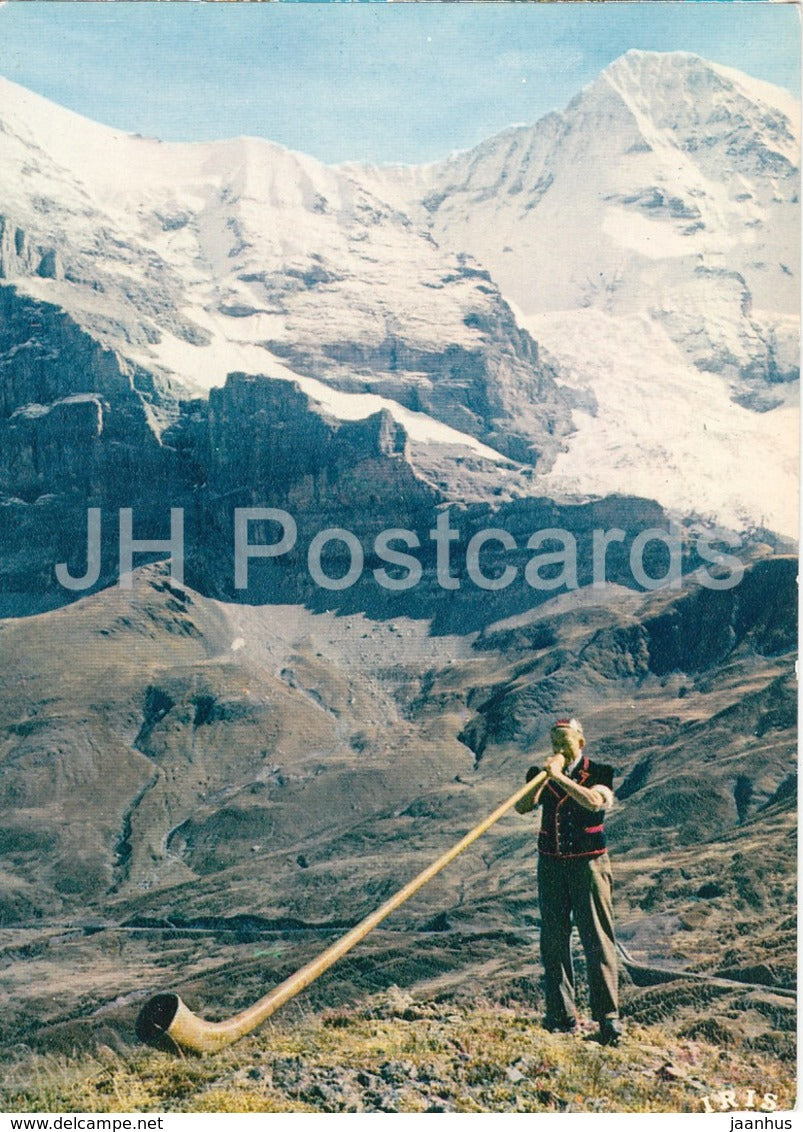 Alphornblaser - musical instrument - folk music - folk costumes - 36 - Switzerland - unused - JH Postcards