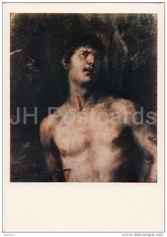 painting by Titian - Saint Sebastian , fragment - Italian art - Russia USSR - 1957 - unused - JH Postcards