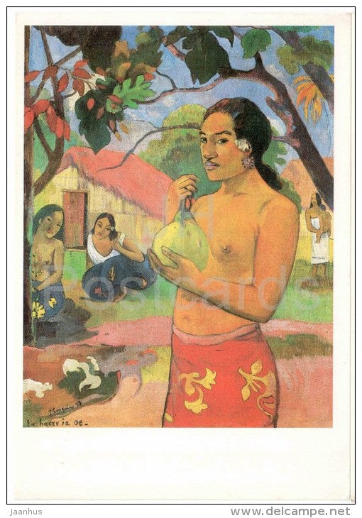 painting by Paul Gauguin - Woman Holding a Fruit - large format card - Impressionism - french art - unused - JH Postcards