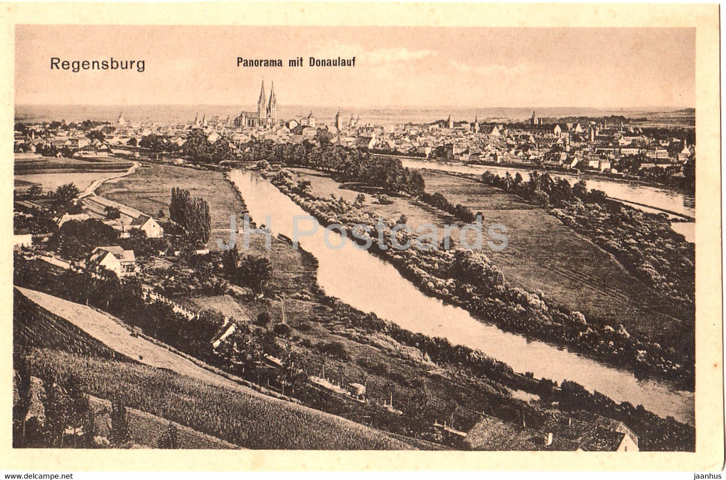 Regensburg - Panorama mit Donaulauf - 7300 - old postcard - Germany - unused - JH Postcards