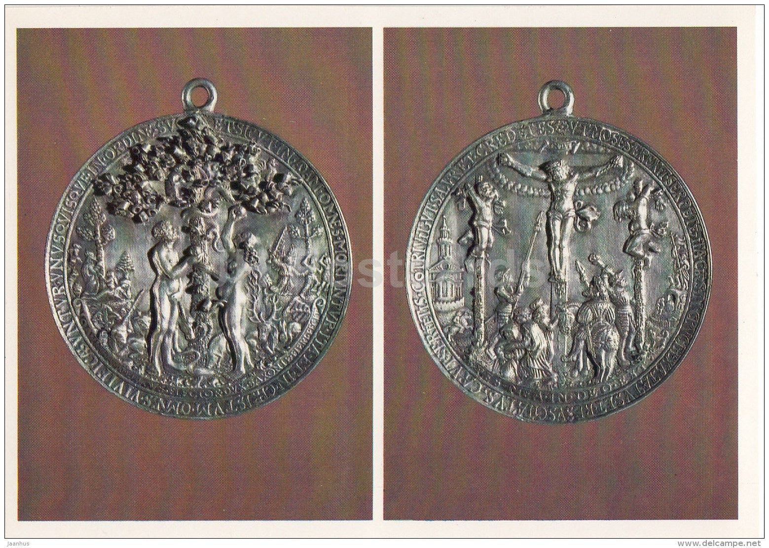 Medal with scenes from the Old and New Testaments , 1536 . Germany - Renaissance Medals - 1987 - Russia USSR - unused - JH Postcards