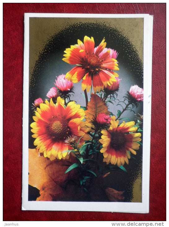 flowers - 1985 - Russia USSR - used - JH Postcards