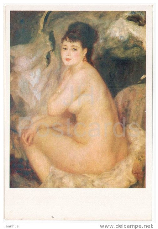 painting by Pierre-Auguste Renoir - Nude Seated on a Sofa - large format card - Impressionism - french art - unused - JH Postcards