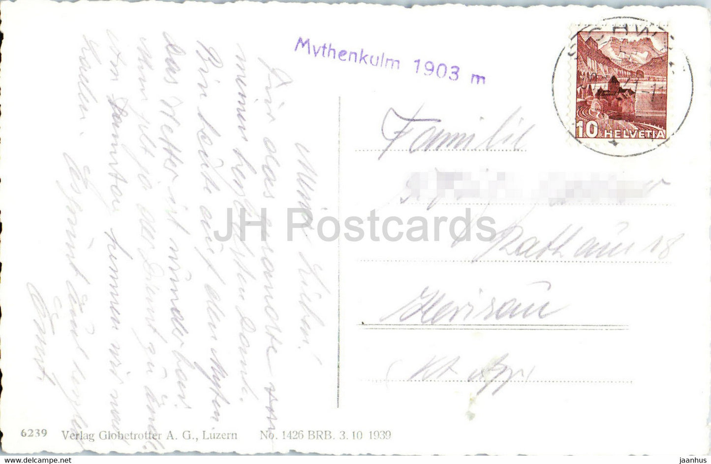 Holzegg mit Gr Mythen - 6239 - 1941 - alte Postkarte - Schweiz - gebraucht