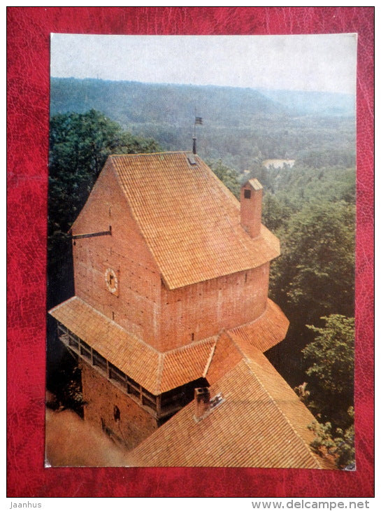 view from the Turaida Castle tower in Sigulda - 1977 - Latvia - USSR - unused - JH Postcards