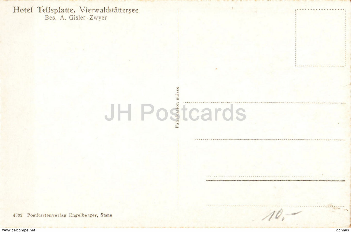 Hotel Tellsplatte - Vierwaldstattersee - 4332 - old postcard - Switzerland - unused