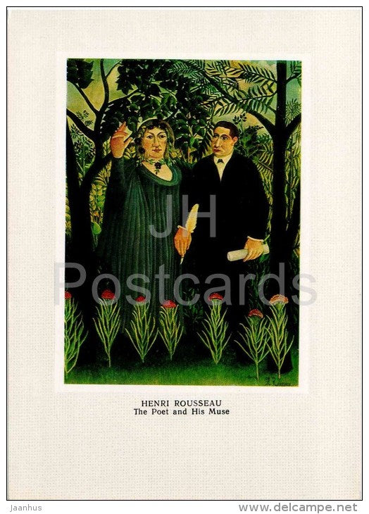 painting by Henri Rousseau - The Poet and His Muse , 1909 - french art - unused - JH Postcards