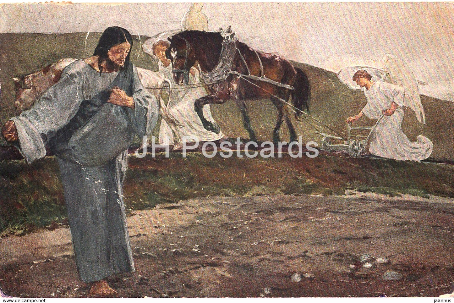 painting by Rene Kuder - Homo qui seminat bonum - Jesus - French art - 2289 - old postcard - Germany- used - JH Postcards