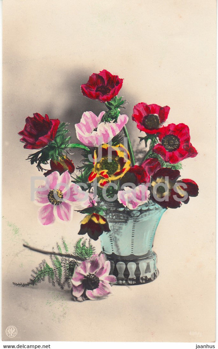 Flowers in a vase - NPG - old postcard - 1929 - used - JH Postcards