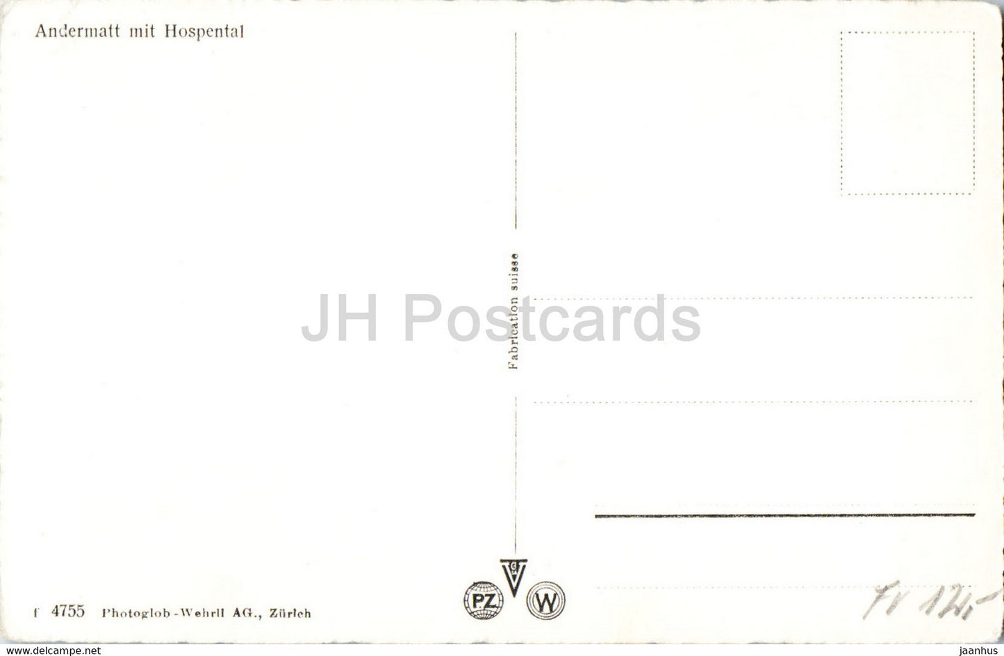 Andermatt mit Hospental - 4755 - old postcard - Switzerland - unused