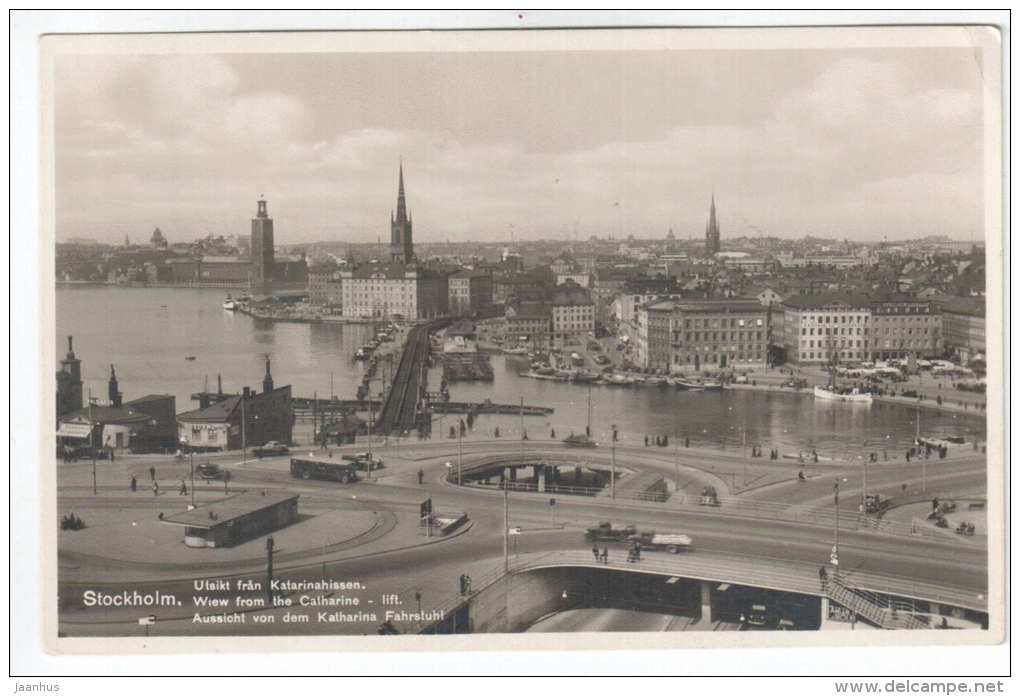 View from Catharine - lift - Aussicht von dem Katharina Fahrstuhl - Stockholm - Sweden - old postcard - unused - JH Postcards