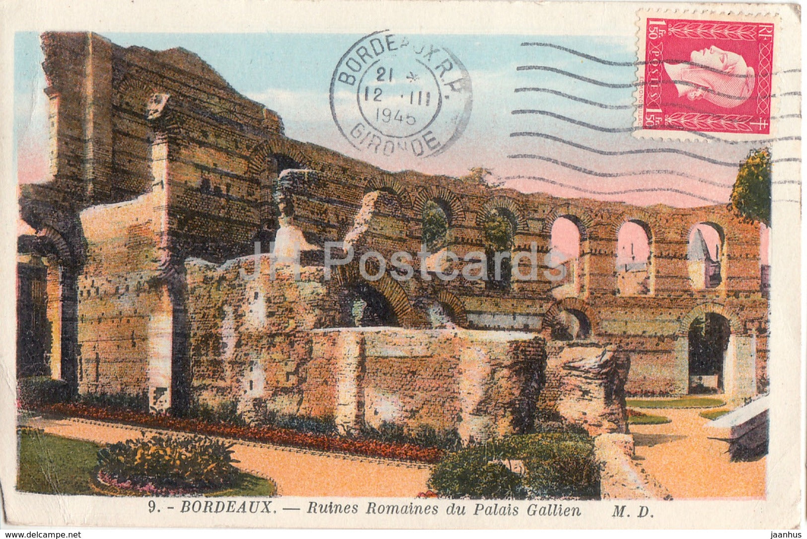 Bordeaux - Ruines Romaines du Palais Gallien - ancient world - 9 - old postcard - 1945 - France - used