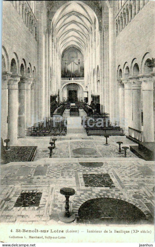 St Benoit sur Loire - Interieur de la Basilique - cathedral - 4 - old postcard - France - unused - JH Postcards