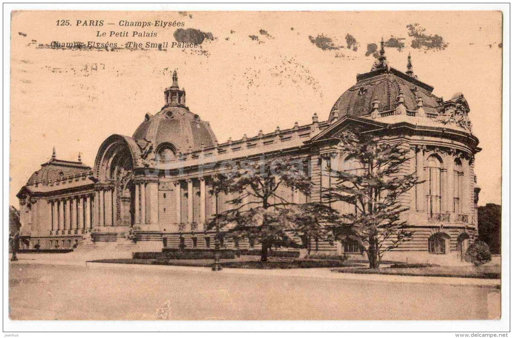 Champs-Elysees - Le Petit Palais - palace - 125 - Paris - France - sent from France Paris to to Estonia Tallinn 1932 - JH Postcards