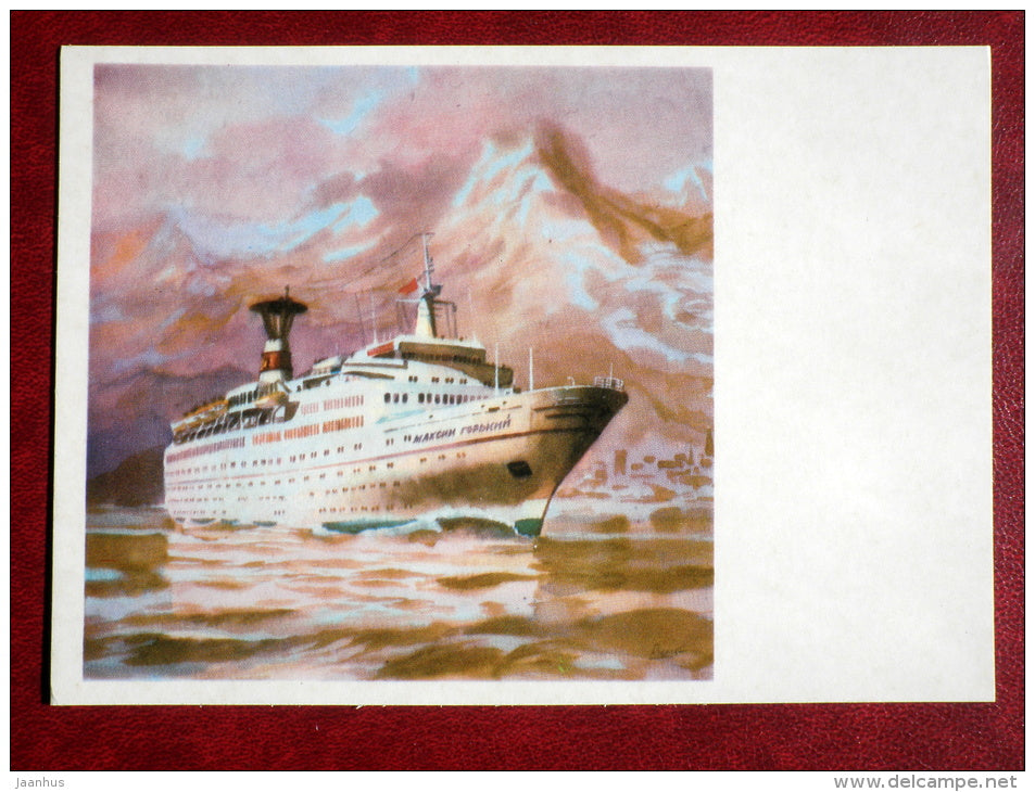 TS Maxim Gorky - passenger ship - by G. Chelak - History of the Russian Navy - 1987 - Russia USSR - unused - JH Postcards