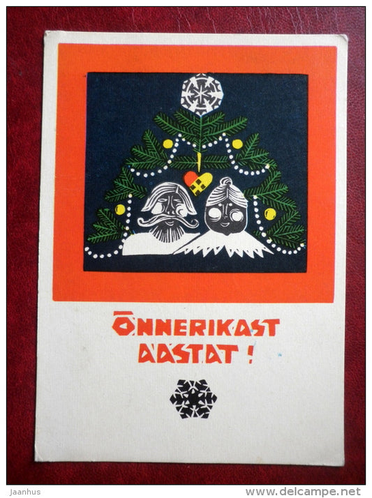 New Year Greeting card - by A. Vender - grandparents - christmas tree - 1978 - Estonia USSR - used - JH Postcards