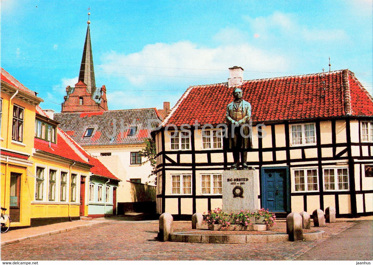 Rudkobing - The square with the statue of H C Orsted - monument - Denmark - unused - JH Postcards