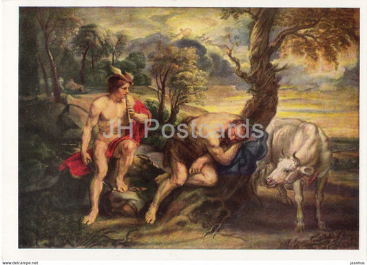 painting by Peter Paul Rubens - Merkur und Argus - Mercury and Argus - cow - Flemish art - Germany DDR - unused - JH Postcards