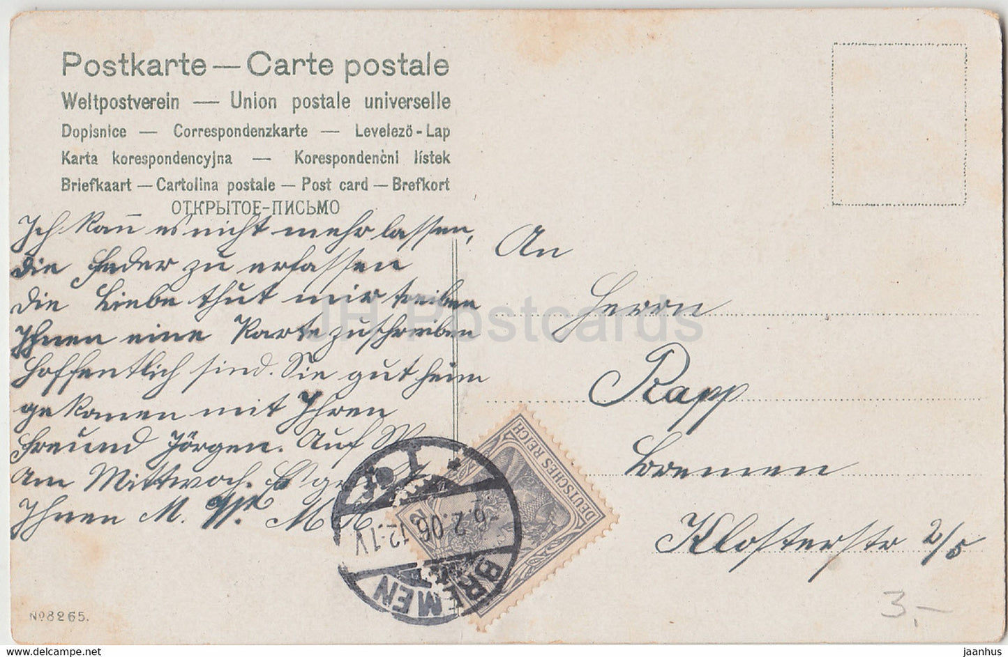 Mann - Frau - Bauer - Volkstrachten - Illustration - Nr. 8265 - alte Postkarte - 1906 - gebraucht