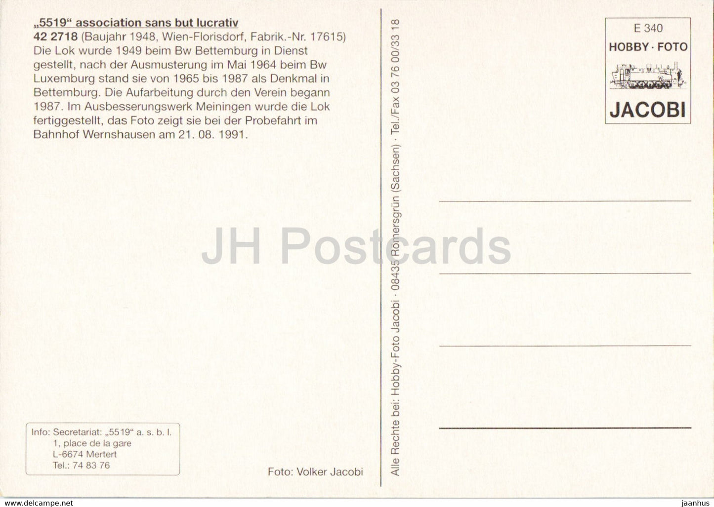 5519 association sans but lucrativ - Bahnhof Wernshausen - train - railway - locomotive - Germany - unused