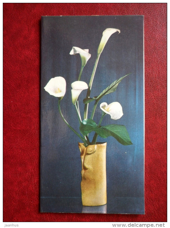 Greeting card - calla - flowers - 1984 - Estonia USSR - unused - JH Postcards