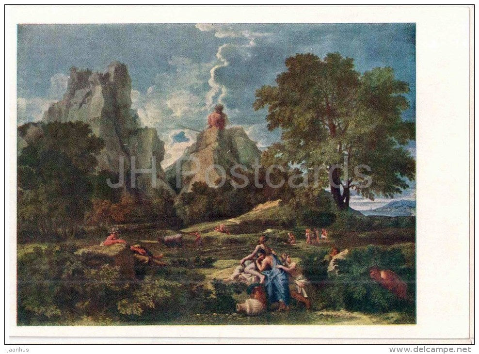 painting by Nicolas Poussin , Landscape with Polyphemus - french art - unused - JH Postcards