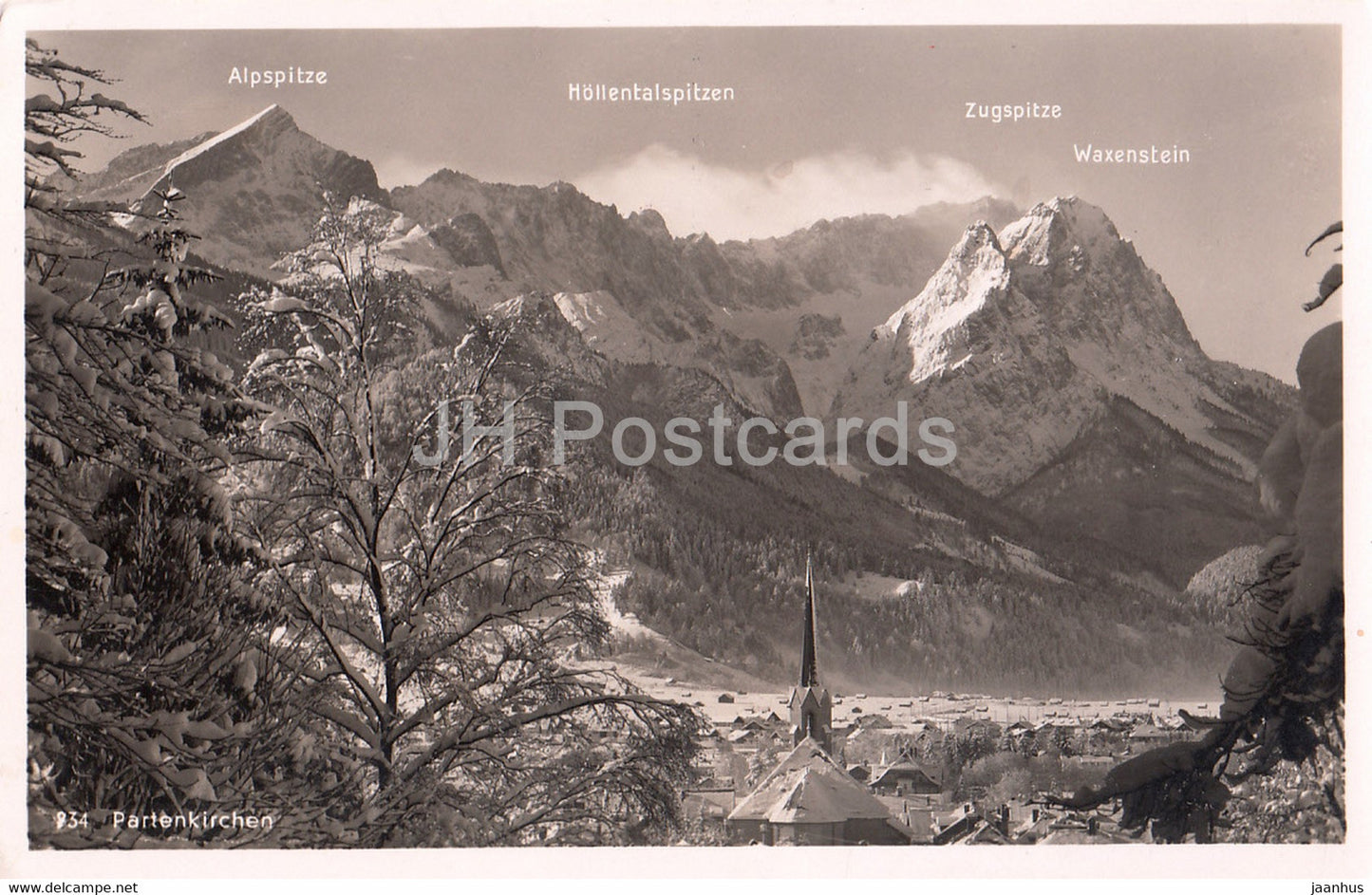 Partenkirchen - Zugspitze - Hollentalspitzen - Waxenstein - old postcard - 1940 - Germany - used - JH Postcards