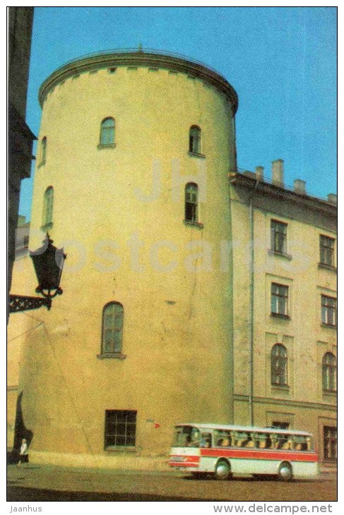 Pioneer castle - bus - Riga - Old Town - 1977 - Latvia USSR - unused - JH Postcards