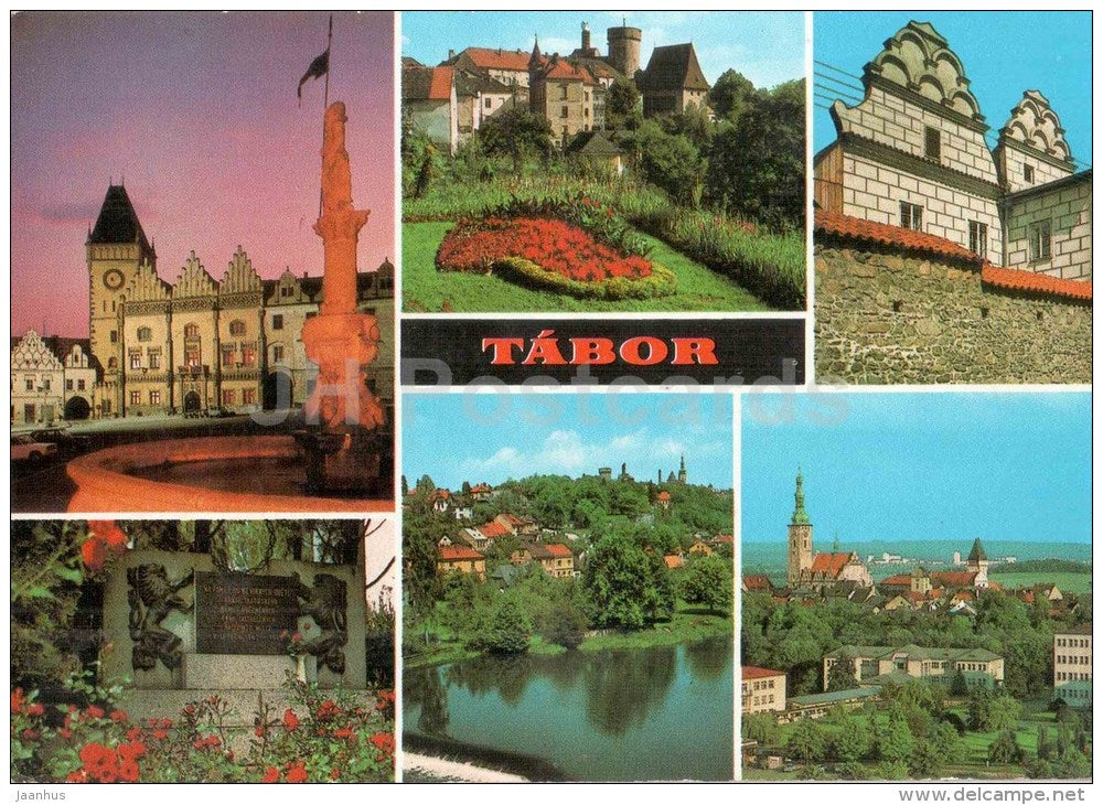 Tabor - Town Hall - Kotnov - monument - Luznica river - Czechoslovakia - Czech - used 1979 - JH Postcards