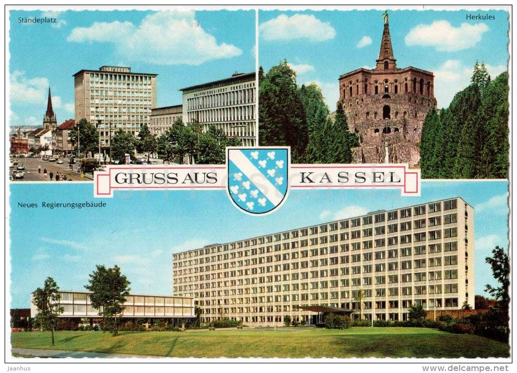 Gruss aus Kassel - Standenplatz - Herkules - Neues Regierungsgebäude - 975/24 - Germany - ungelaufen - JH Postcards