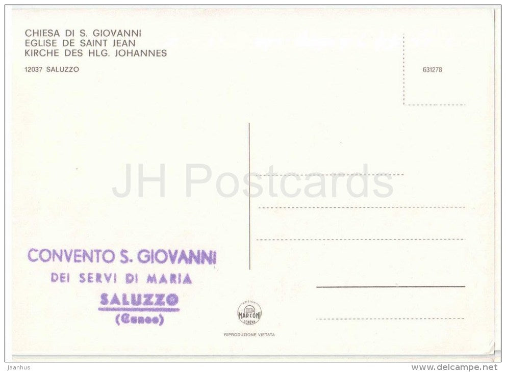 Chiesa di S. Giovanni - church - Saluzzo - Cuneo - Piemonte - 12037 - Italia - Italy - unused - JH Postcards