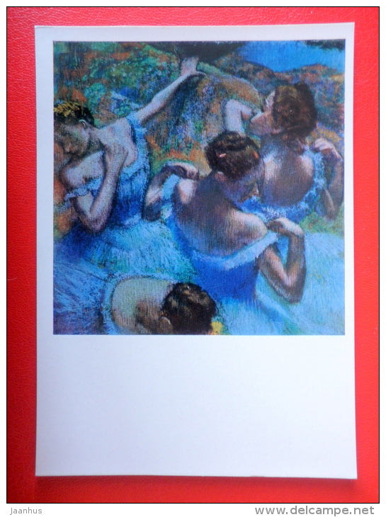 painting by Edgar Degas . Blue Dancers - ballet - french art - unused - JH Postcards