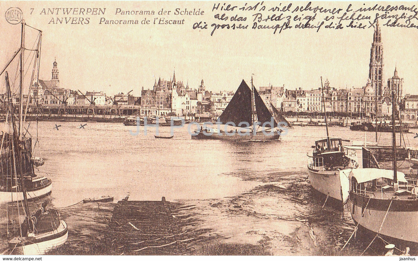 Anvers - Antwerpen - Panorama der Schelde - Panorama de l'Escaut - ship - old postcard - Belgium - used - JH Postcards