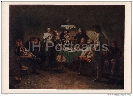 painting by V. Makovsky - A Social Evening - Russian art - 1955 - Russia USSR - unused - JH Postcards