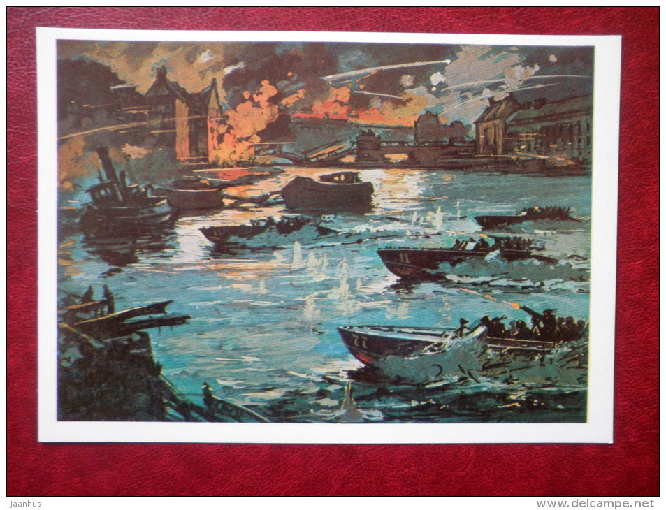 In Berlin - by I. Rodinov - soviet battle skimmer - WWII - 1984 - Russia USSR - unused - JH Postcards