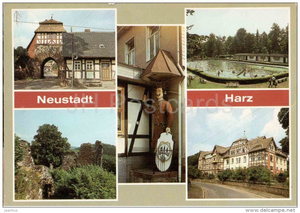 Neustadt Harz - Altes Tor - Waldbad - Kurhaus - Germany - 1990 gelaufen - JH Postcards