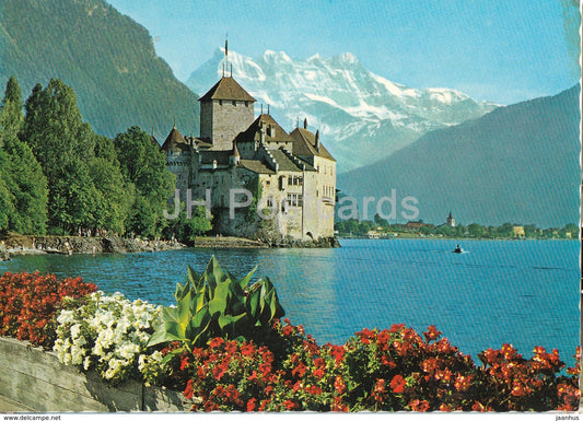 Le Chateau de Chillon pres Montreux - Lac Leman et les Dents-du-Midi - castle - 9228 - Switzerland - unused - JH Postcards