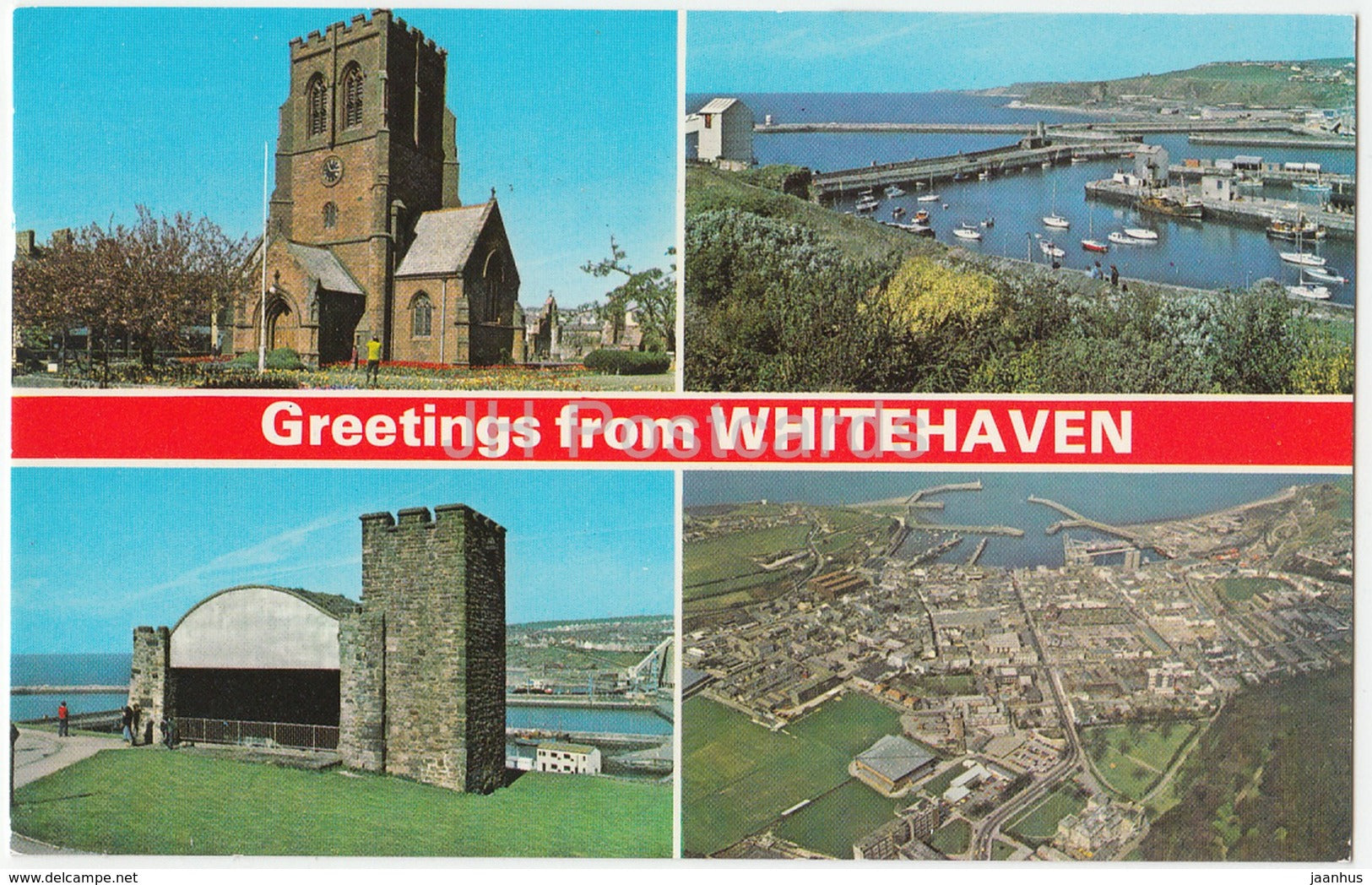 Greetings from Whitehaven - multiview - St. Nicholas Church - Harbour - 1987 - United Kingdom - England - used - JH Postcards