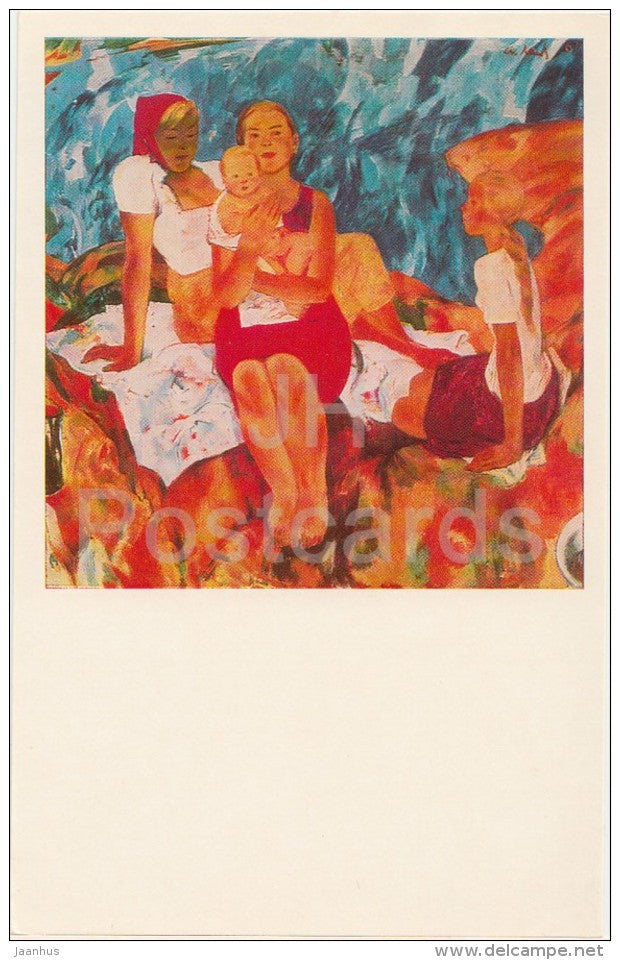 painting by A. Mylnikov - Sisters , 1967 - mother and child - Russian art - Russia USSR - 1979 - unused - JH Postcards