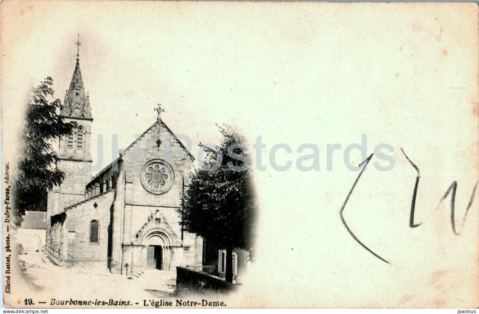 Bourbonne les Bains - L'Eglise Notre Dame - church - 19 - old postcard - France - used - JH Postcards