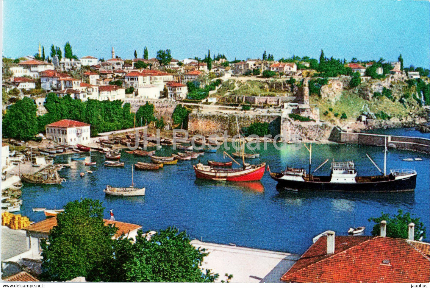 Antalya - A view of the Harbour - ship - boat - Turkey - used - JH Postcards