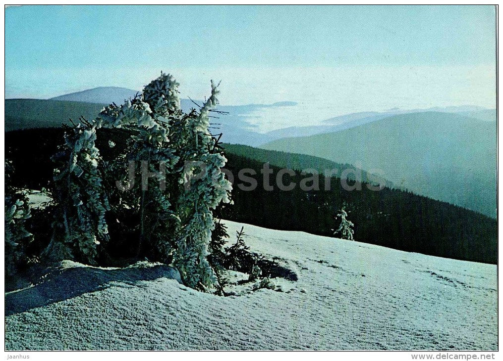 New Year Greetings - mountain view - Czech - Czechoslovakia - used 1972 - JH Postcards