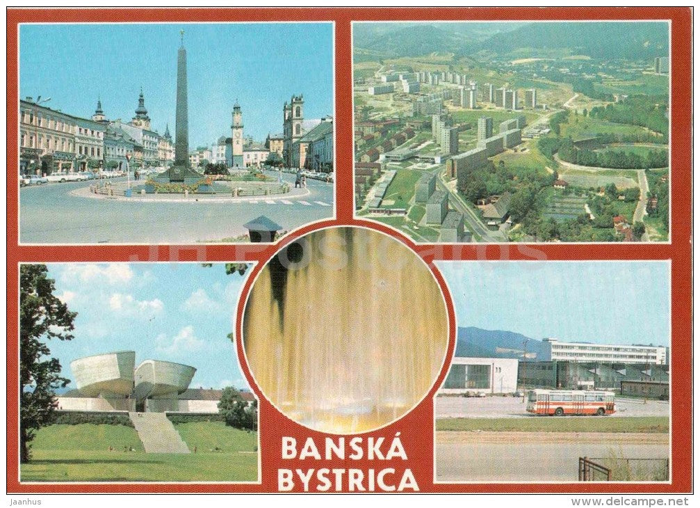 town views - Banska Bystrica - bus - Czechoslovakia - Slovakia - unused - JH Postcards